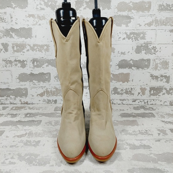 NEW MIA Kindred Tan Western Stitch Block Heel Almond Toe Tall Cowboy Boots K458 - Picture 7 of 12